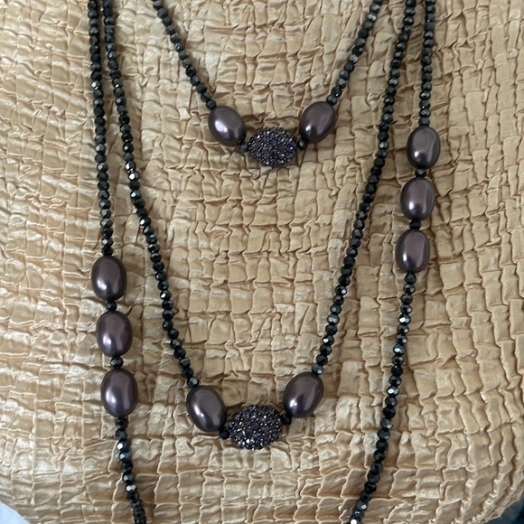 Heidi Daus Genuine Pearl and Hematite 3 Strand Necklece - Picture 3 of 13